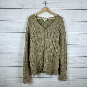 Paris Atelier x & Other Stories Cable Knit Wool Alpaca Blend V Neck Sweater XS